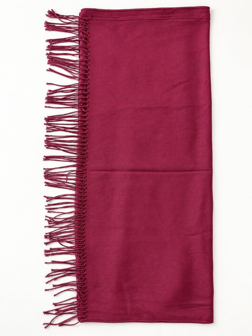 Burgundy Pashmina-Labeled Fringe Scarf Wrap